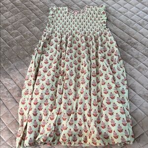 Girls pink chicken Smocked Floral Sundress in Mint and Coral